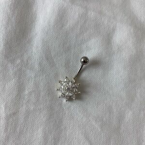 Free w Purchase - Surgical Steel Flower Belly Button Ring